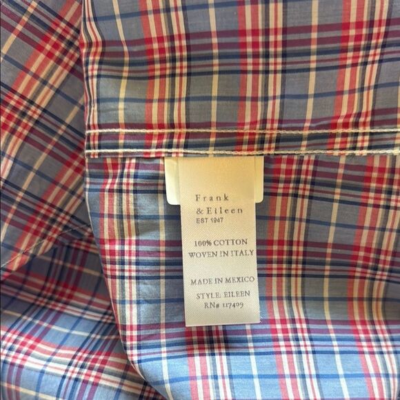 Frank & Eileen Relaxed Plaid Blue and Red Casual Button Down Shirt size small - Picture 6 of 8